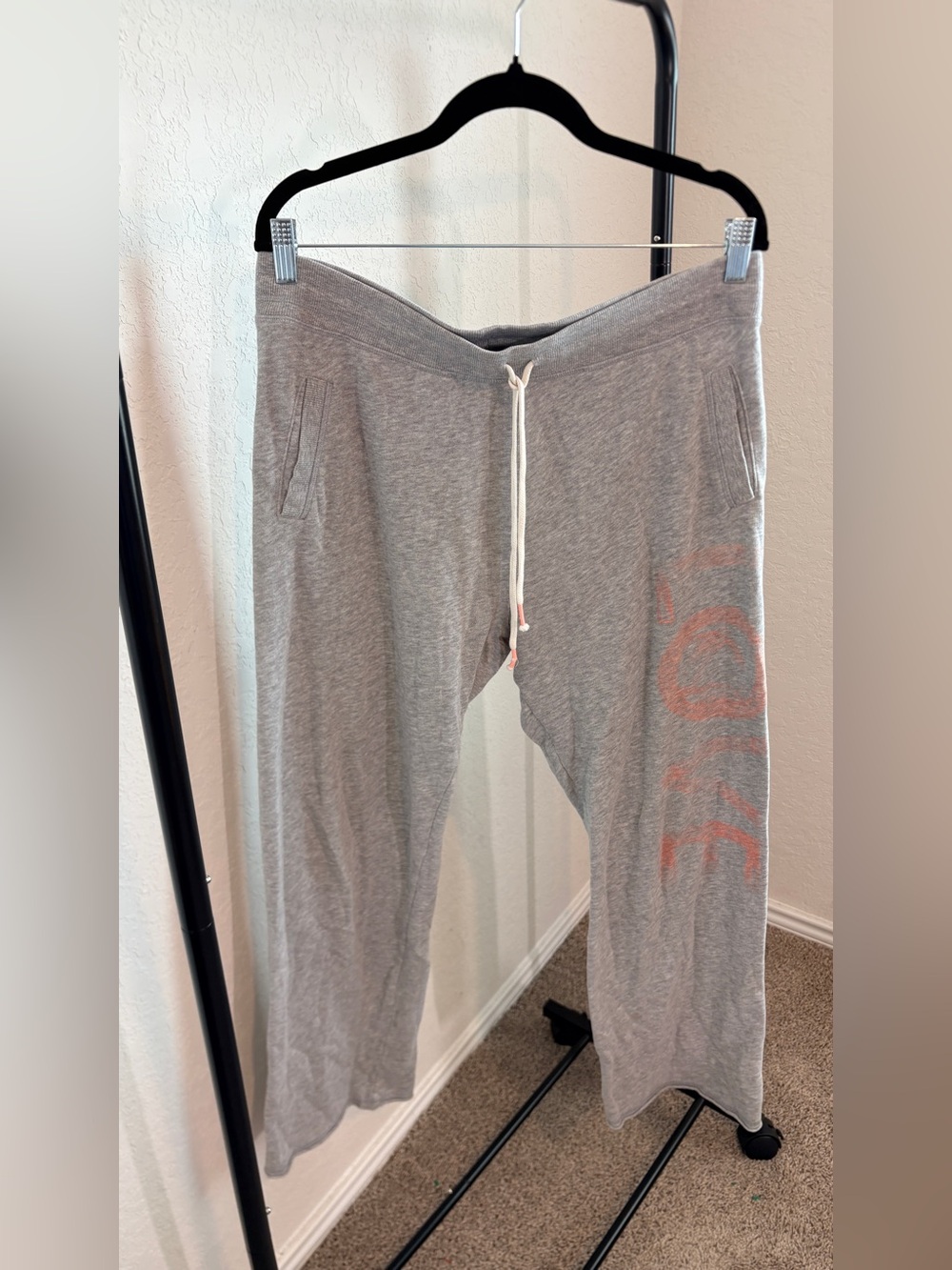 Victoria's Secret Gray Wide Leg Sweatpants with Love Logo Accent